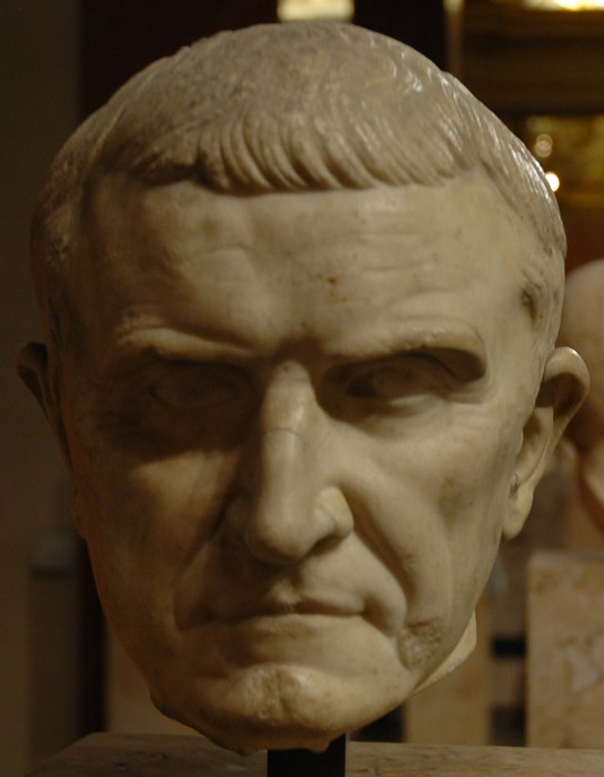 Fig. 1: Marble portrait of Crassus from Louvre. Source: https://www.livius.org/pictures/a/roman-portraits/crassus/